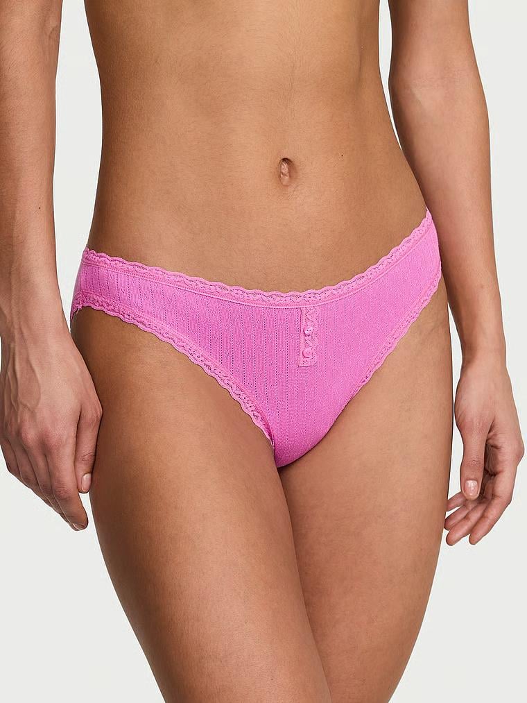 Трусики хлопковые Victoria's Secret Cotton Pointelle Lace-Trim Bikini Panty S Розовый (27028846) Трусики хлопковые Victoria's Secret Cotton Pointelle Lace-Trim Bikini Panty S Розовый (27028846)