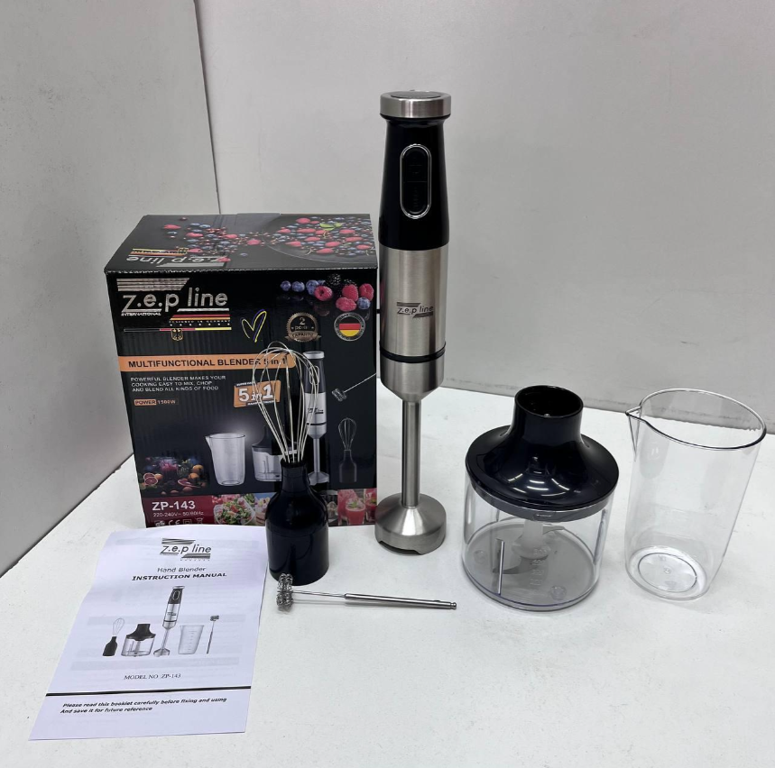 Блендер електричний занурювальний Zepline 5в1 з чашею 1500 Вт - фото 9 Блендер електричний занурювальний Zepline 5в1 з чашею 1500 Вт - фото 9