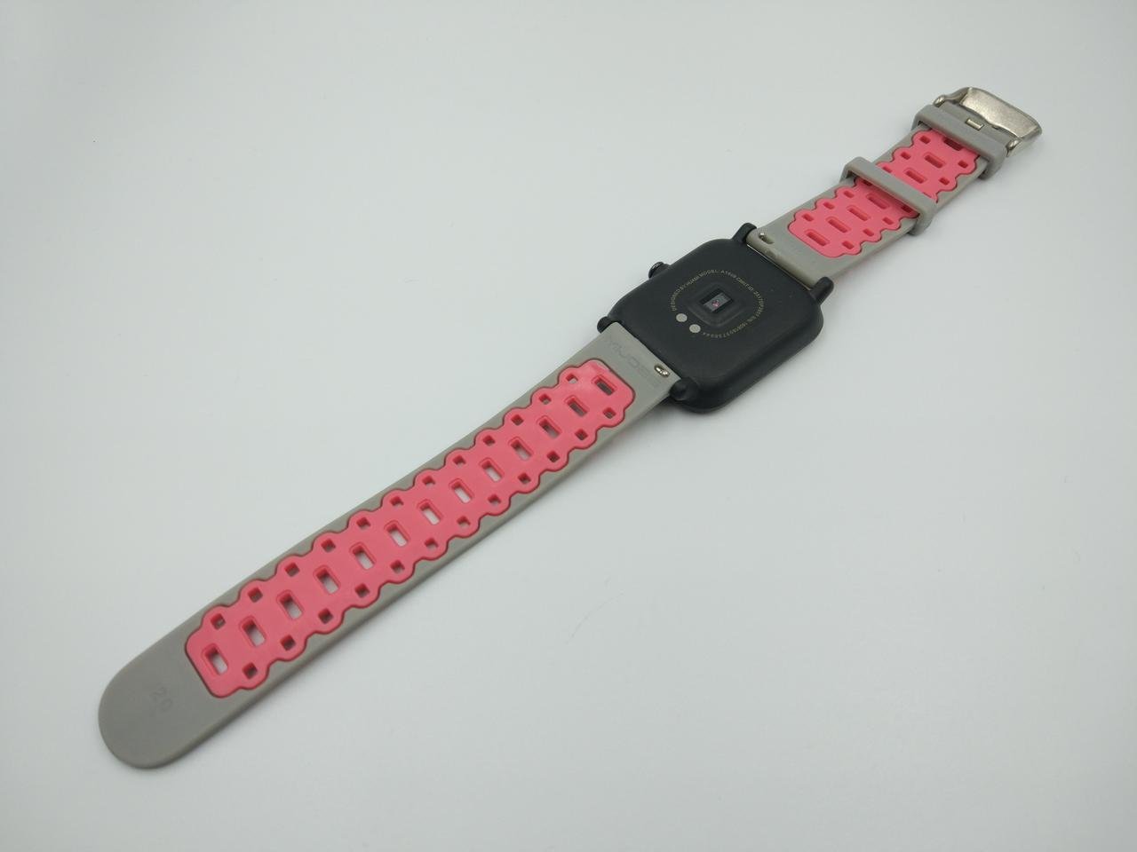 Ремешок для смарт-часов MiJobs Sport силиконовый 20 мм Серый/Розовый (1626P) - фото 2