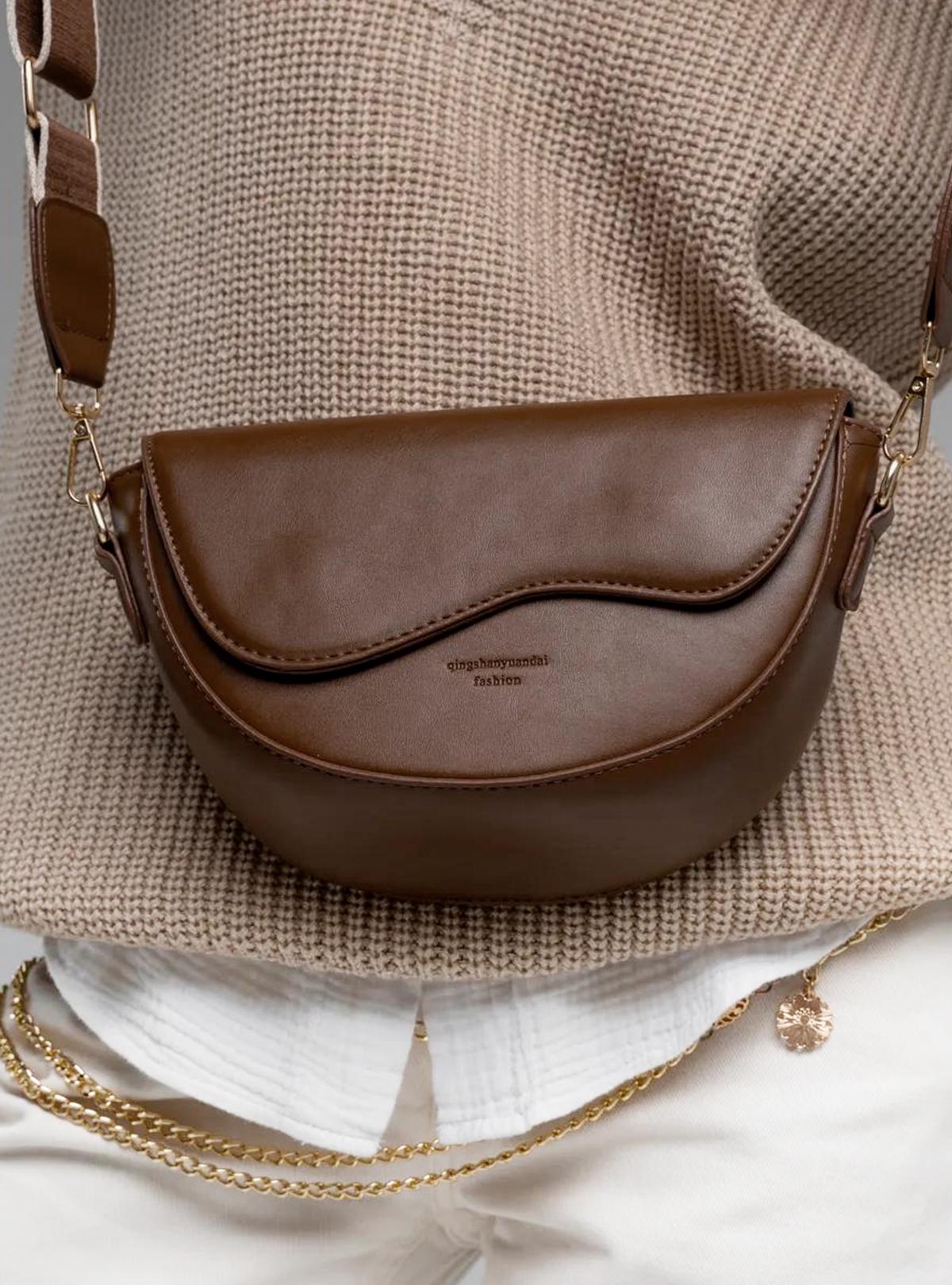 Женская сумка кроссбоди через плечо OnePro с широким ремнем асимметричная Коричневый (73636) Женская сумка кроссбоди через плечо OnePro с широким ремнем асимметричная Коричневый (73636)