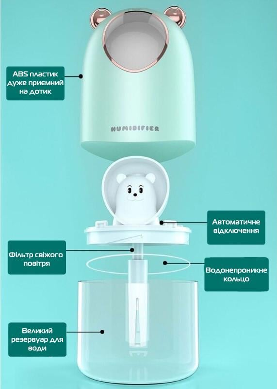 Увлажнитель воздуха UKC Air Purifier Мишка с подсветкой 300 мл (15467725) - фото 3