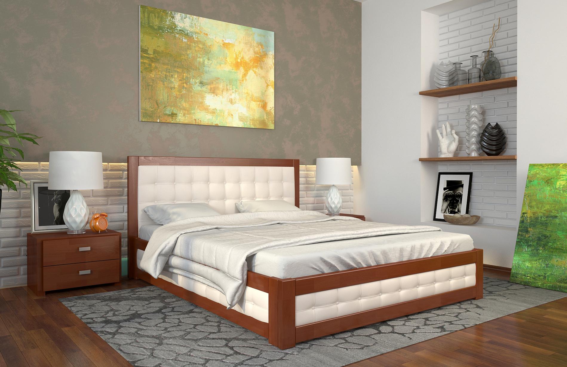 Кровать с подъемным механизмом из натурального дерева бук Arbor Drev Рената М 160х200 см Яблоня (14910)