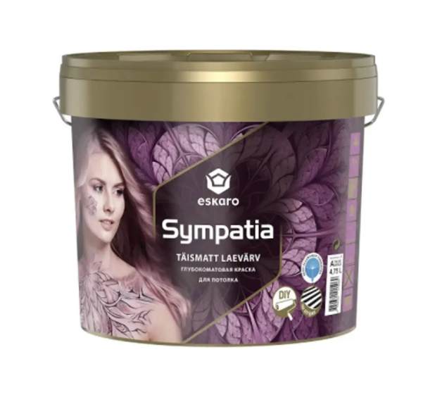 Краска интерьерная для потолка Eskaro SYMPATIA 4,75 л Белый В1 (1701372108) Краска интерьерная для потолка Eskaro SYMPATIA 4,75 л Белый В1 (1701372108)