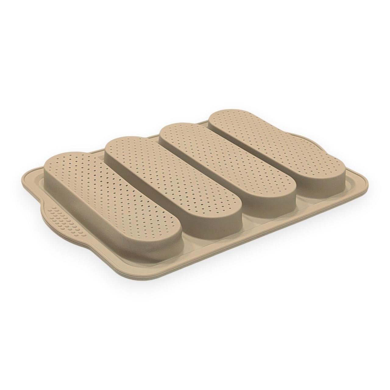 Форма для випікання багетів LuxShine G123 Mini Baguette 4в1 перфорована силіконова Бежевий (205292-беж) - фото 2