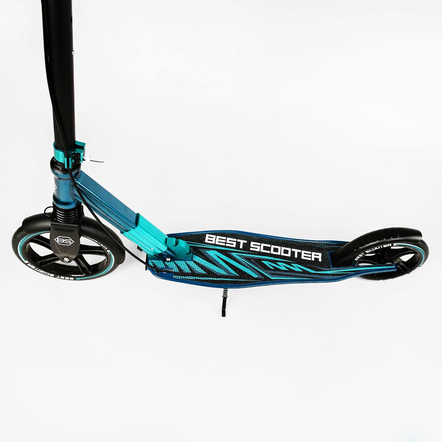 Самокат двоколісний складаний Best Scooter ліхтарик амортизатор Black/Turquoise (113199) - фото 3