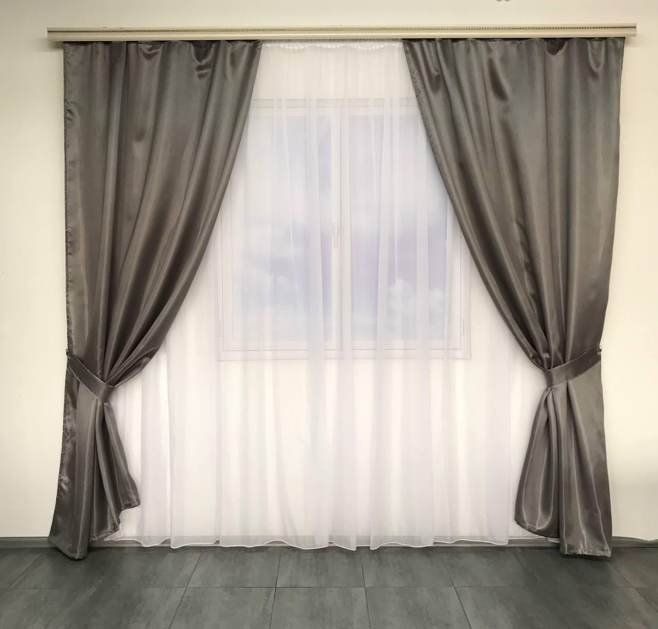 Комплект штор из монорея ALBO 150x270 см 2 шт. Темно-серый (SH-F-21)