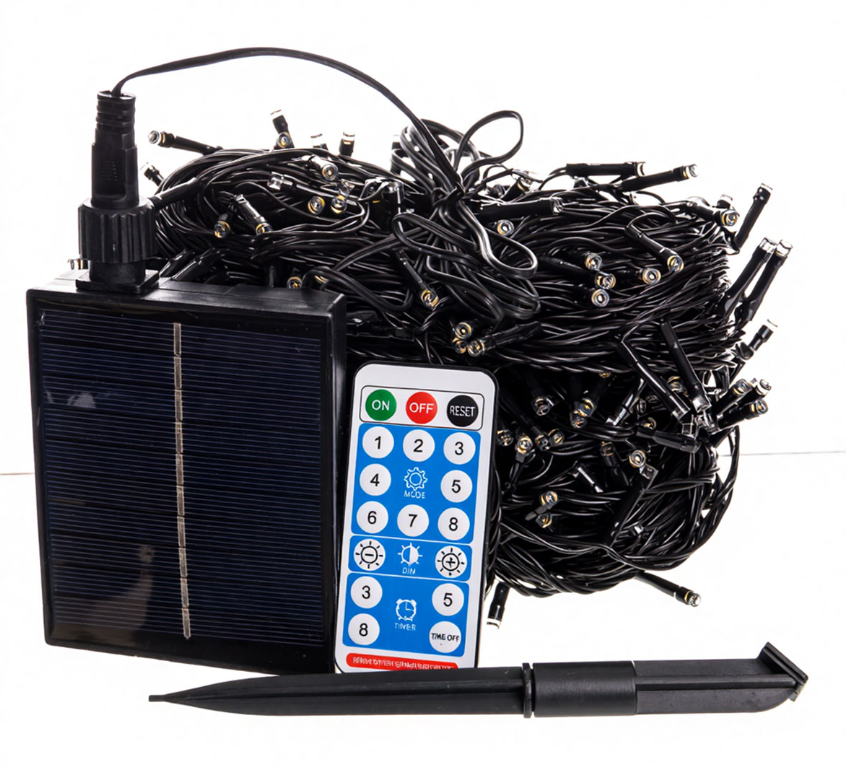 Гирлянда нить уличная 500 LED 50 м на солнечной батарее черная нить с пультом ДУ Желтый - фото 4 Гирлянда нить уличная 500 LED 50 м на солнечной батарее черная нить с пультом ДУ Желтый - фото 4