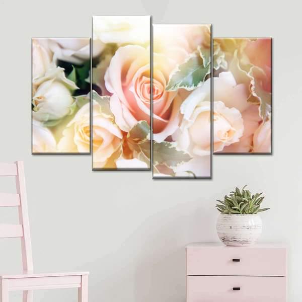 Модульная картина KIL Art Нежный букет роз из четырех частей 129x90 см (M4_L_231)
