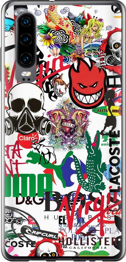 Чехол на Huawei P30 Many different logos (4022u-1622-42517)