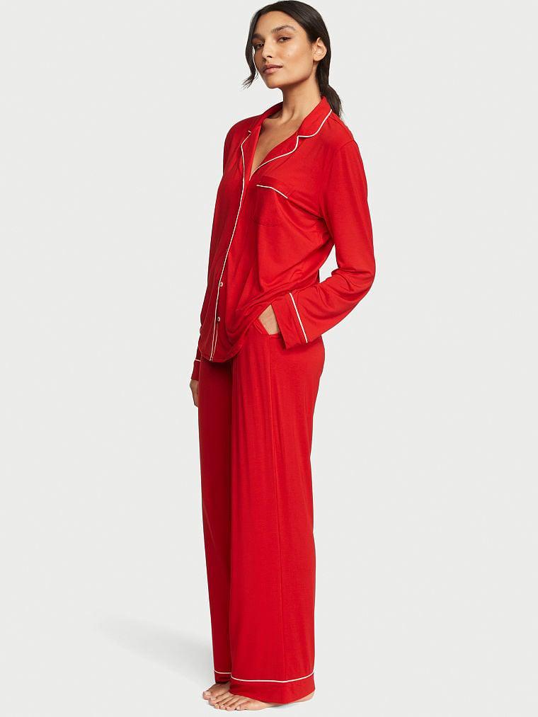 Піжама модал сорочка/штани Victoria's Secret Modal Long Pajama Set Regular XS Червоний (2681289D)