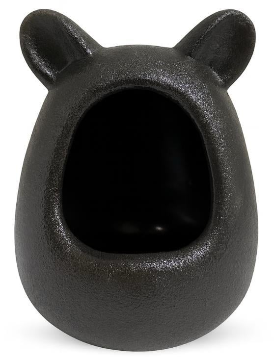 Купалка керамічна для шиншил Mazceramics ручної роботи з вушками зерниста 15х16х21 см Чорний