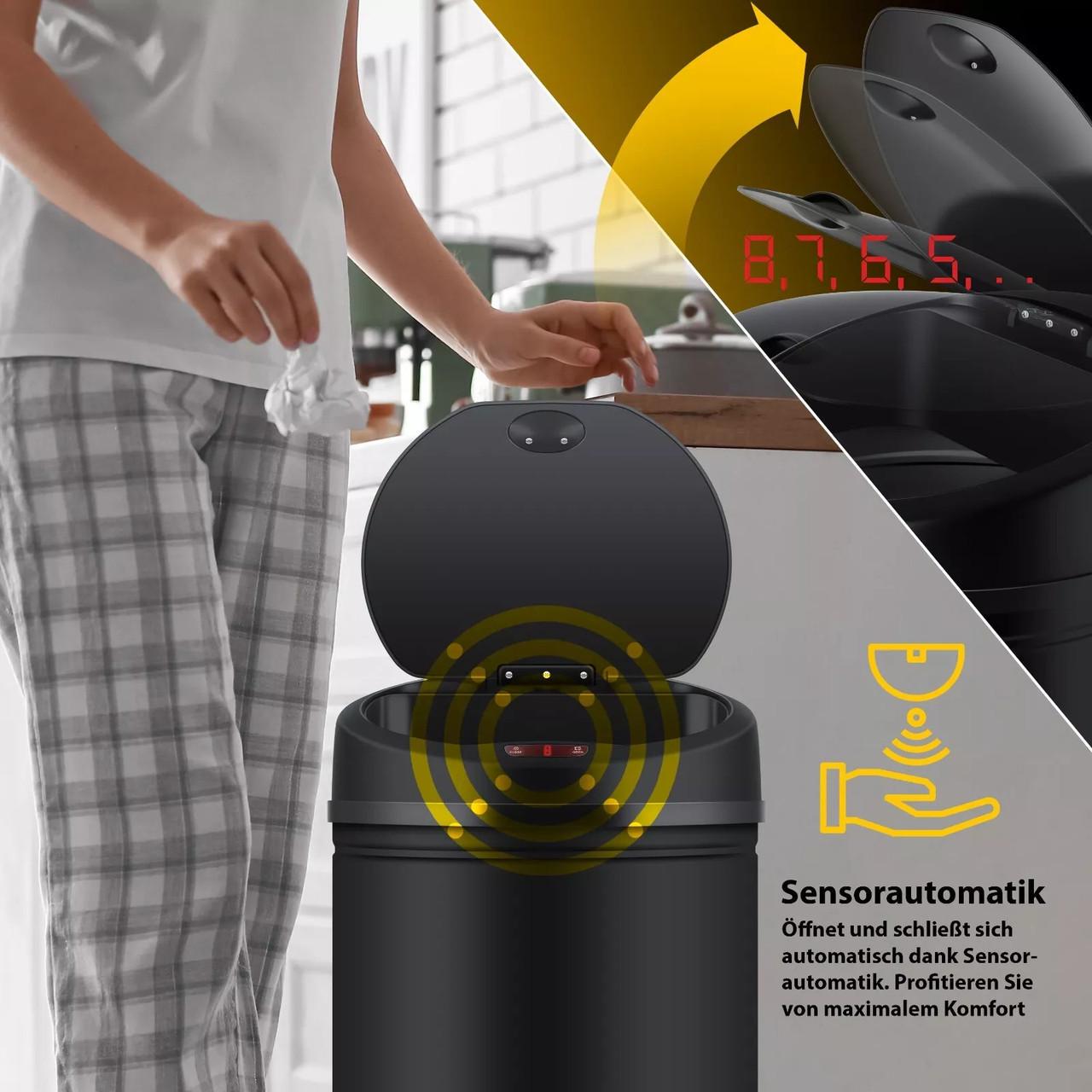 Мусорное ведро с автоматическим датчиком KESSER из нержавеющей стали 56 л Black - фото 3 Мусорное ведро с автоматическим датчиком KESSER из нержавеющей стали 56 л Black - фото 3