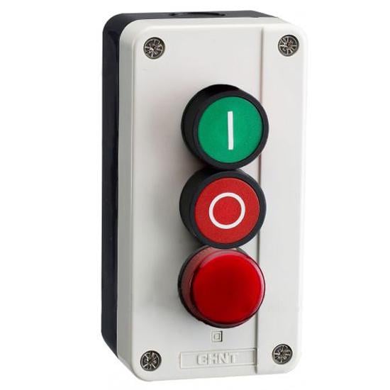 Пост тримісний CHINT NPH1-3005 Старт-Стоп-Сигнал 3А 240V 1NO+1NC IP54 індикатор Червоний (587077)