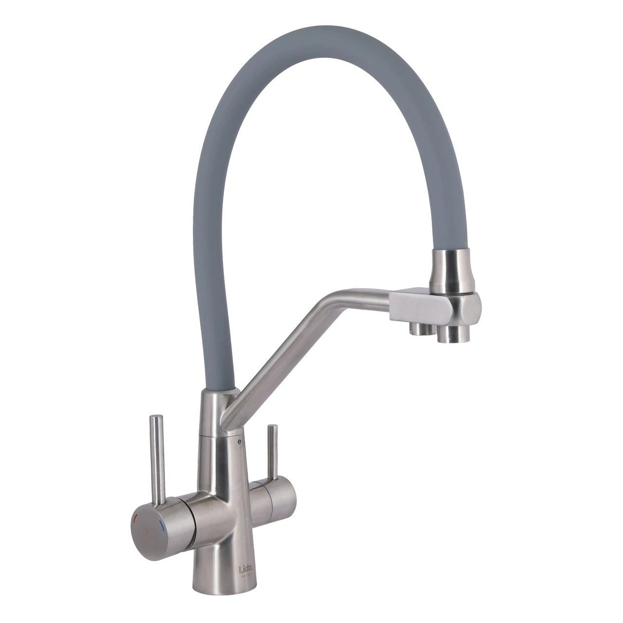 Змішувач для кухні Lidz Aria 020F3 k35 LDARI020F3GNK39211 з гнучким виливом з підключенням для питної води Grey / Nickel (2552208910)