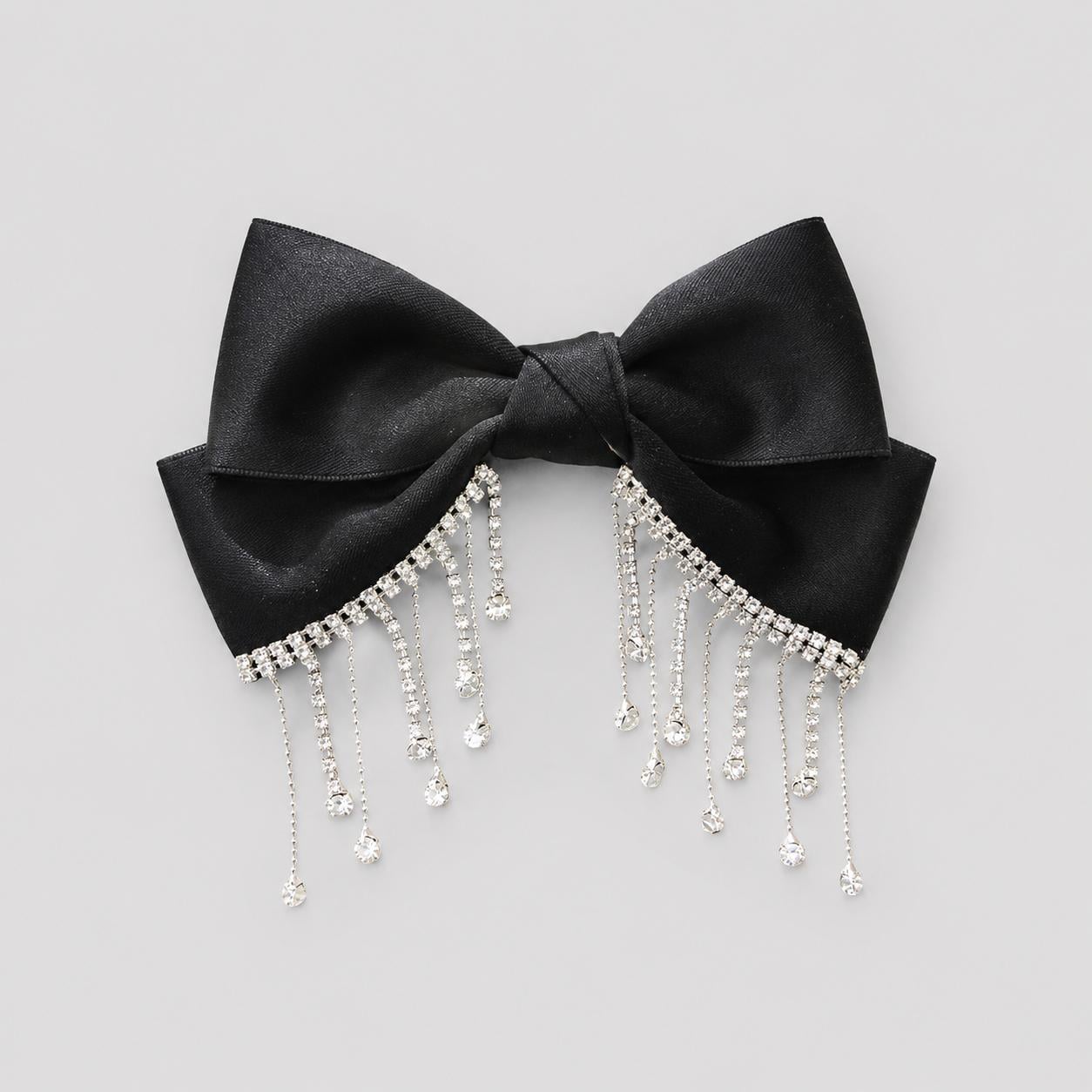 Заколка-автомат для волос Бант со стразами Luxury Black (1885301872)
