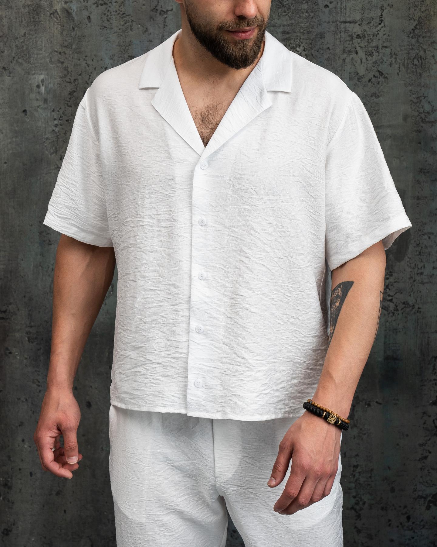 Рубашка мужская классическая Aero льняная S Молочный (26376/3/1)