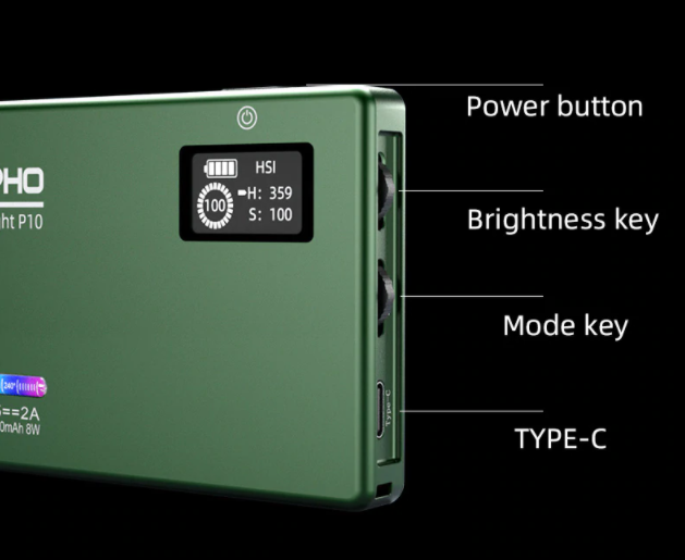 Освітлювач накамерний Soonpho LED P10 RGB 4000 mAh Зелений (27866707) - фото 7