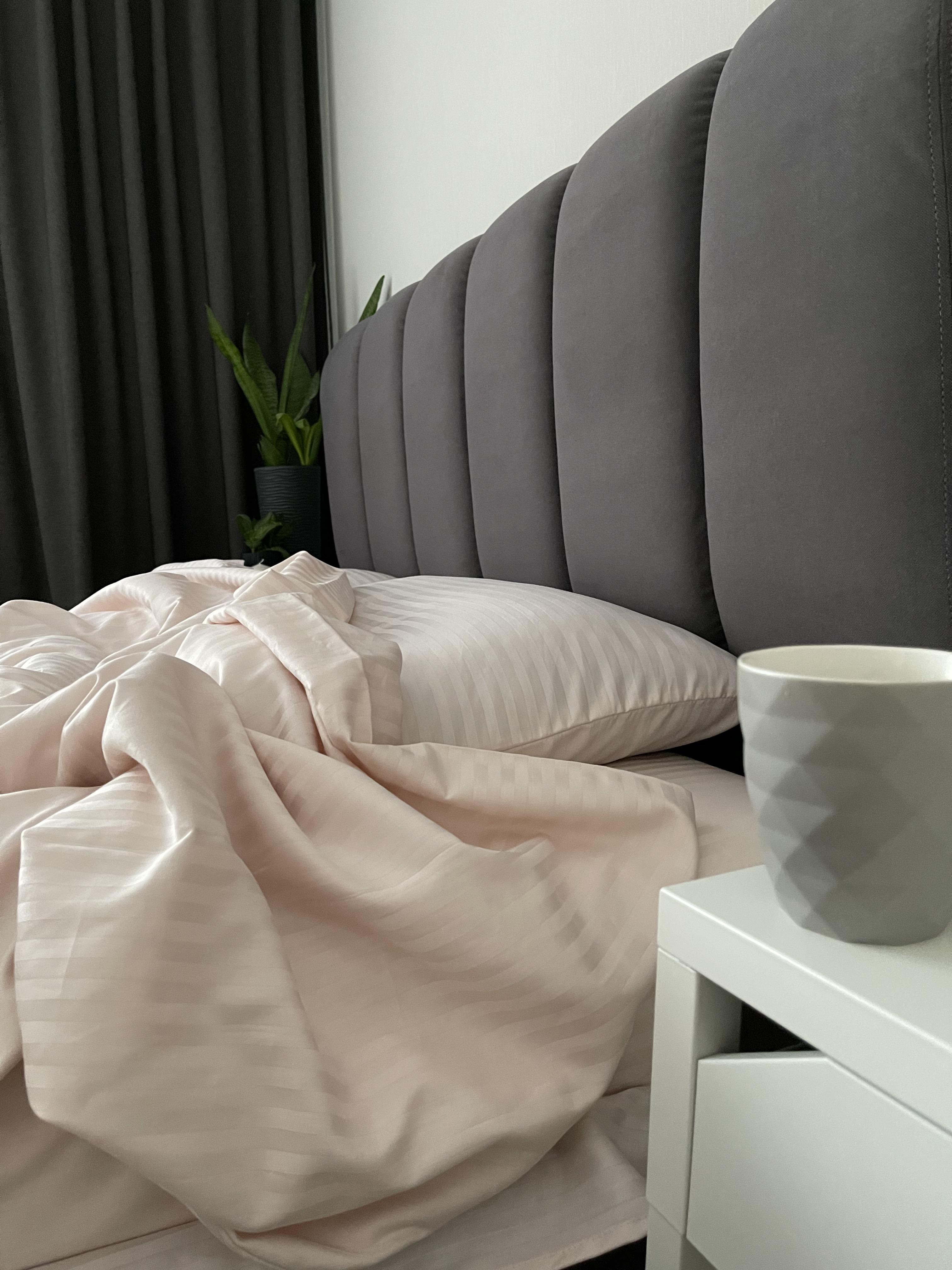 Комплект постільної білизни LILA Textil Home з преміум страйп-сатину сімейний Пудровий (11377868) - фото 7