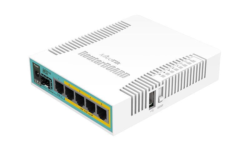 Маршрутизатор Mikrotik hEX PoE 5xGLan 1xSFP 1xUSB3.1 114x137x29 мм RB960PGS White