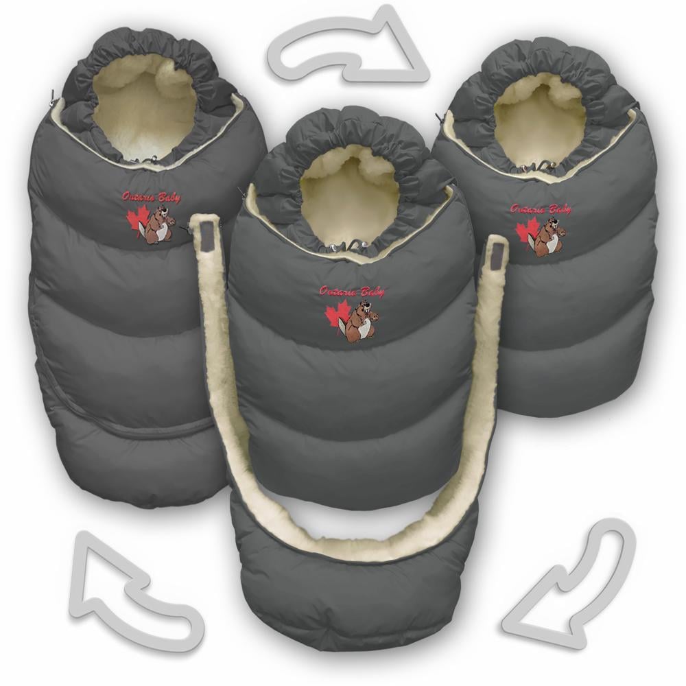 Конверт-трансформер пуховой 2в1 Alaska с мехом Cерый (ART-0000067) - фото 4 Конверт-трансформер пуховой 2в1 Alaska с мехом Cерый (ART-0000067) - фото 4