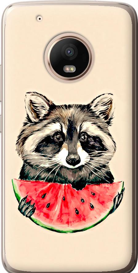 Чехол на Motorola Moto G5 PLUS Енотик с арбузом (4605u-1038-42517)