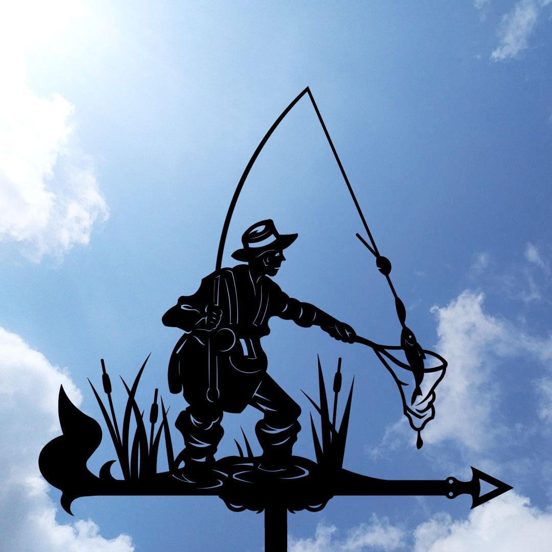 Флюгер на будинок Рибак з підсакою (27630673) Флюгер на будинок Рибак з підсакою (27630673)