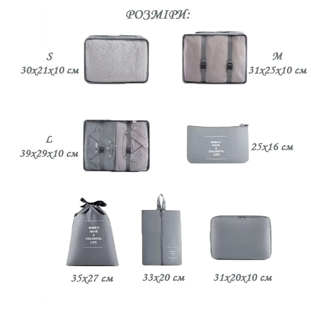 Набір органайзерів LoveYouHome для подорожей 7 розмірів Сірий (59060) - фото 4 Набір органайзерів LoveYouHome для подорожей 7 розмірів Сірий (59060) - фото 4