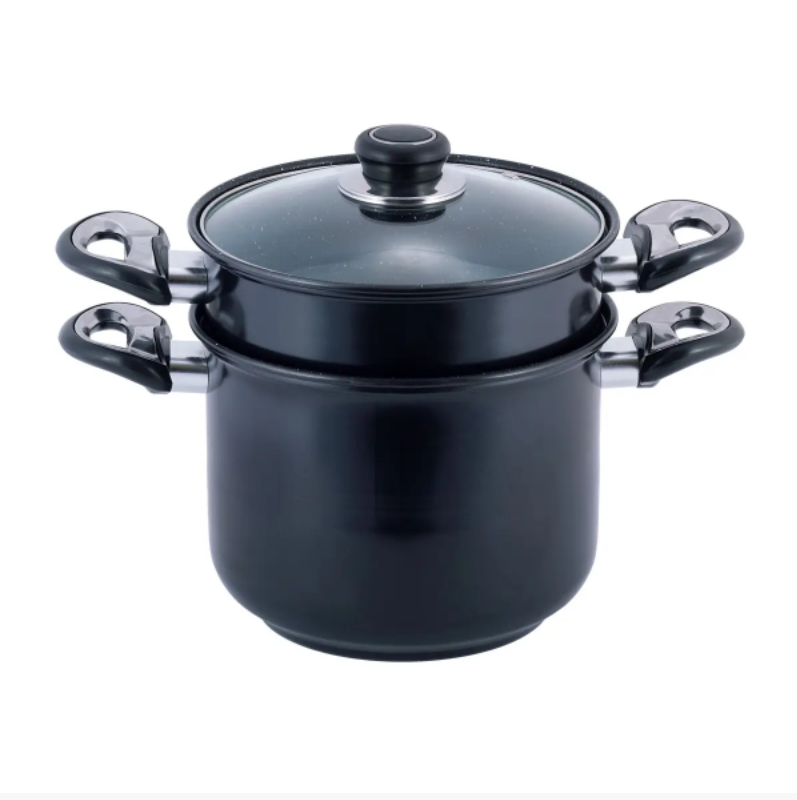 Пароварка Kamille KM-5822 2-х рівнева з вуглецевої сталі для приготування їжі для індукції та газу 4 л (NA001703)