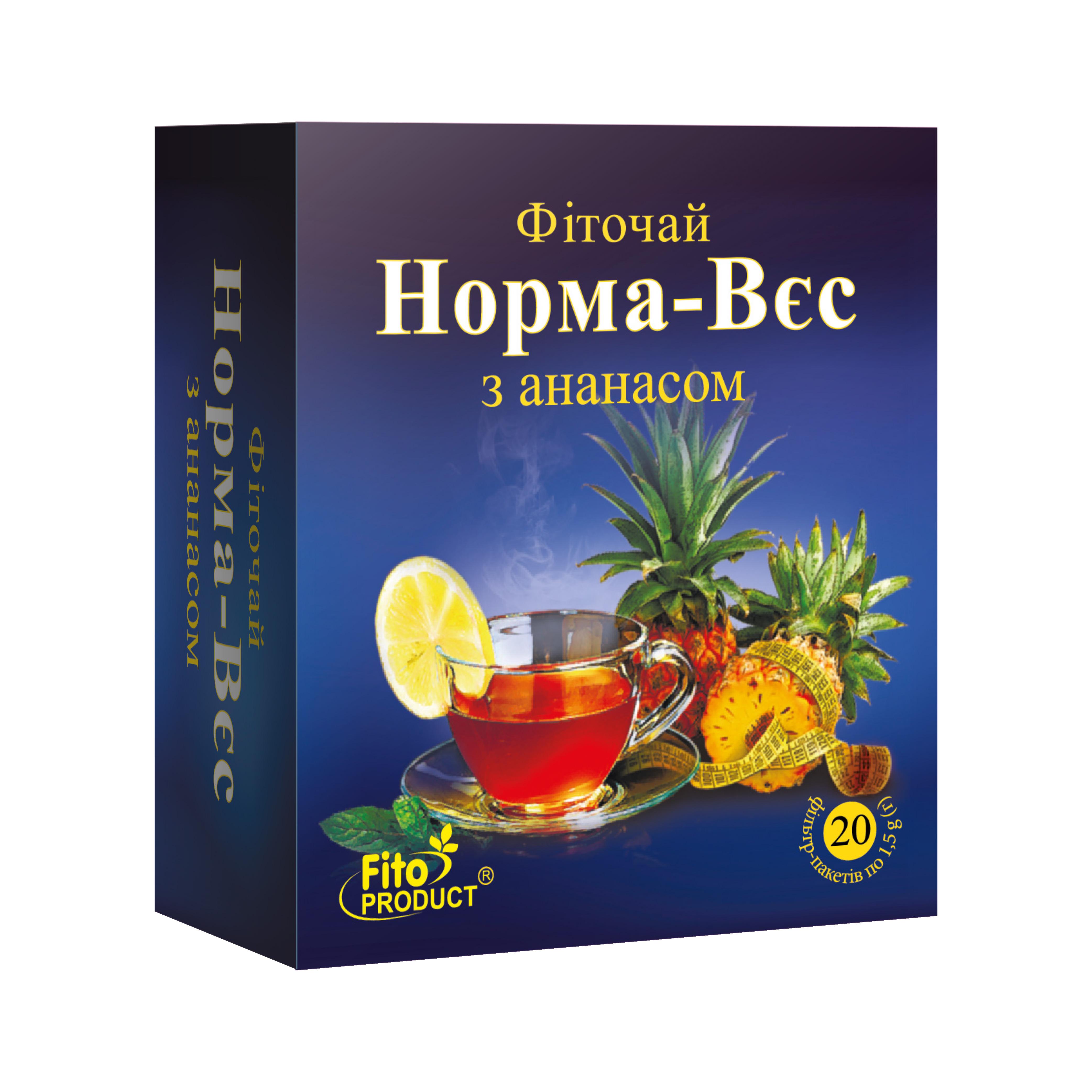 Фиточай для похудения с ананасом Fito Product Норма вес 20 шт. (4820159300624)