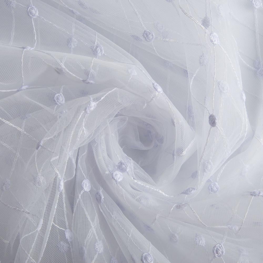 Ткань тюль фатин с вышивкой V-beyaz Белый (22956)