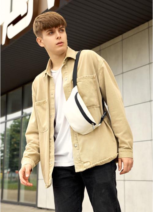 Поясная сумка мужская Sambag из экокожи Белый (838031512)