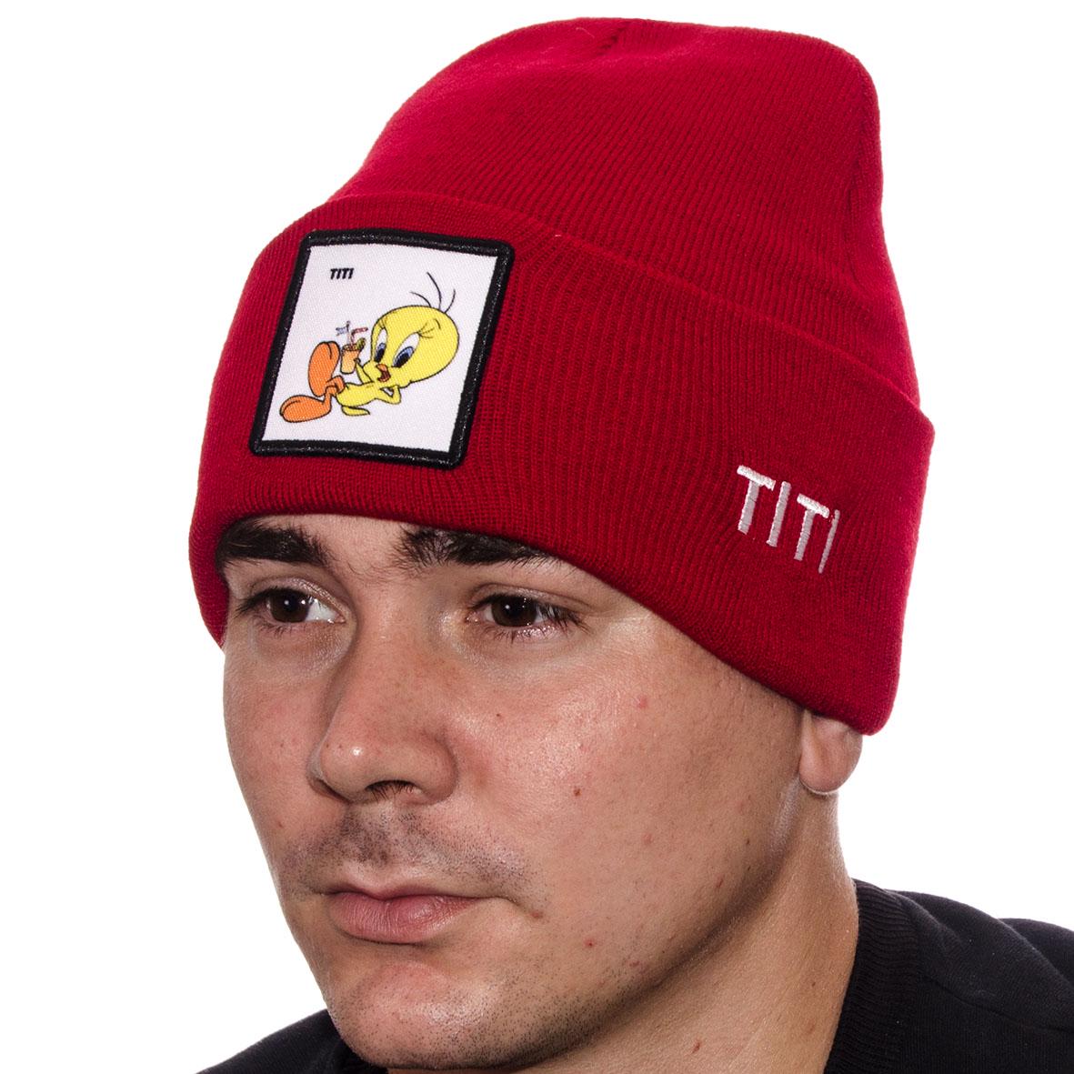 Шапка с шевроном универсальная Titi L21012 L р. 57-58 Красный