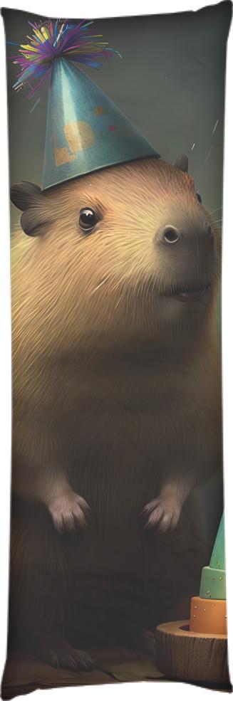 Подушка дакимакура Капибара в Колпаке 50х150 см (14106713)