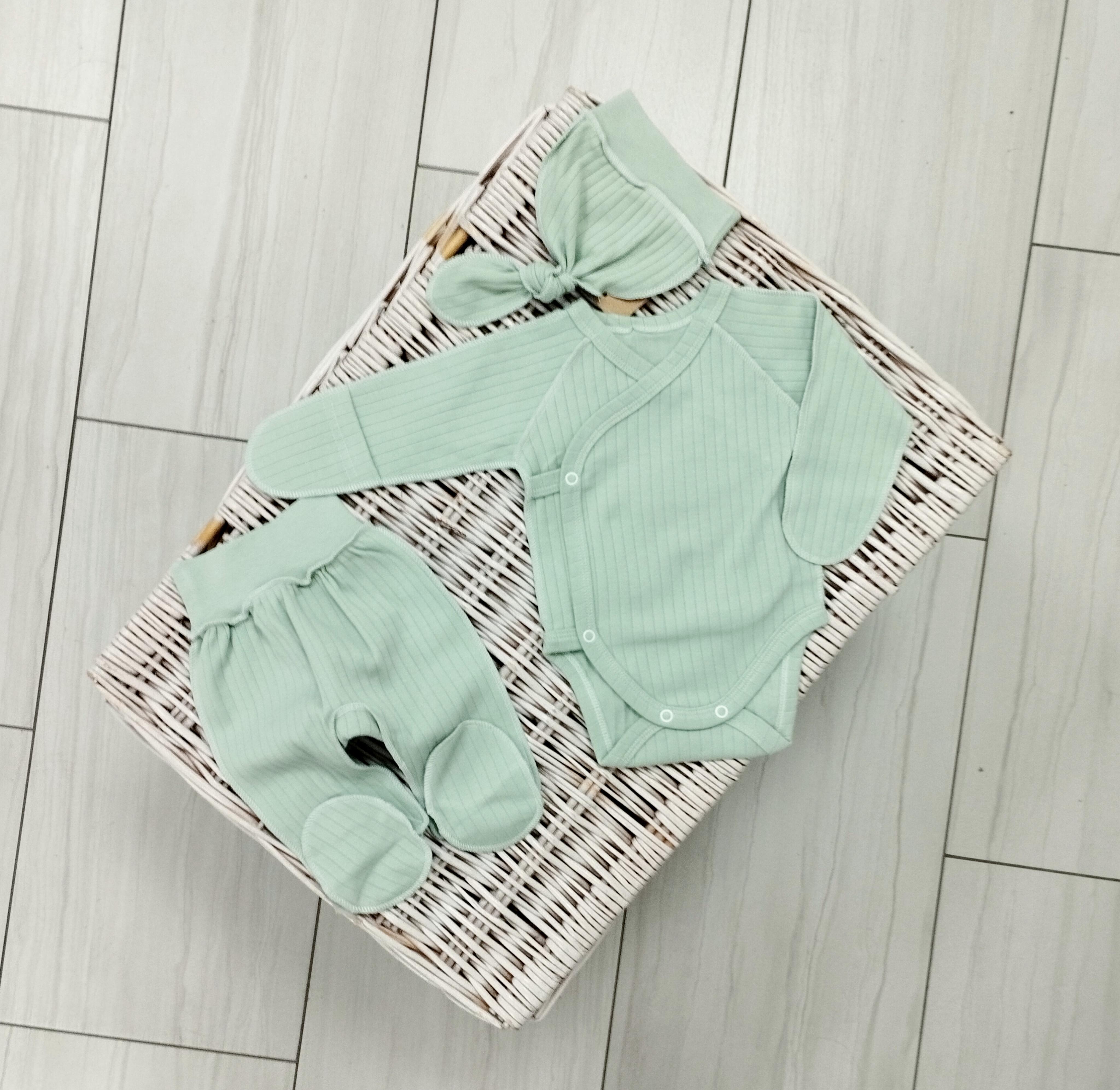 Комплект для новонароджених в рубчик Тімі текс 62 см Ментоловий