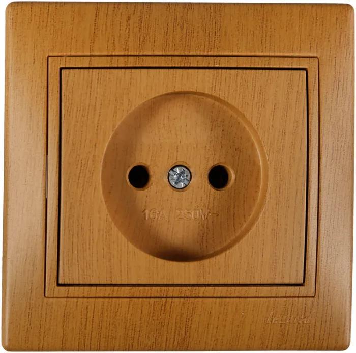 Розетка Mira одинарная без заземления Дуб классический