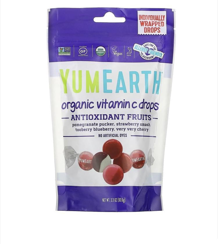 Леденцы органические YumEarth с витамином С ассорты фруктов 936 г