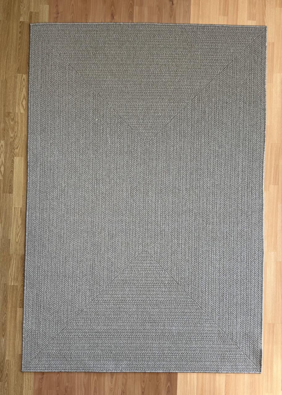 Ковер безворсовый однотонный прямоугольный стойкий к мойке 160х230 см Серый (90011-0101)