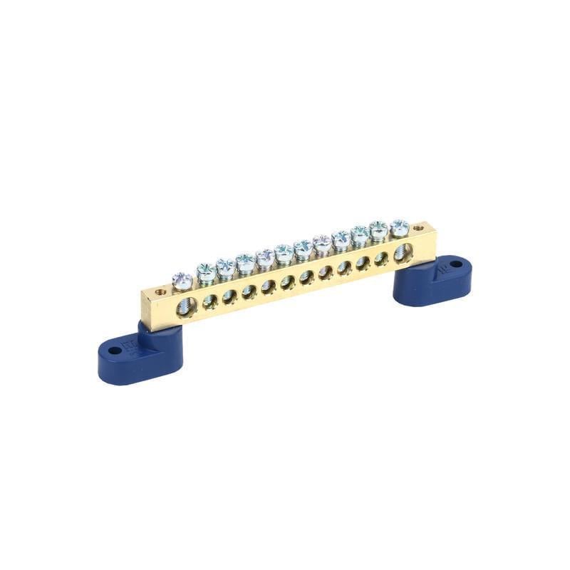 Шина нулевая УЭК ШНИ-8х12-12-У2-C 12 отверстий 8x12 мм медь на двух угловых изоляторах (YNN10-812-12C2-K07)