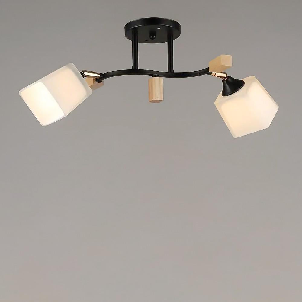Люстра потолочная Light House SR-19167/2 BK/WOOD E27 плафон белый 560х230х230 мм Черный/Дерево