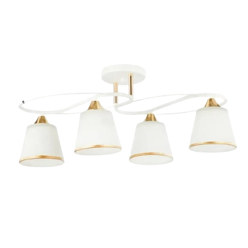 Люстра потолочная Interees V 6088-4 WH+FG с металлическим каркасом под четыре лампы Е27 IP20 Белый/Золотой (00000140770)