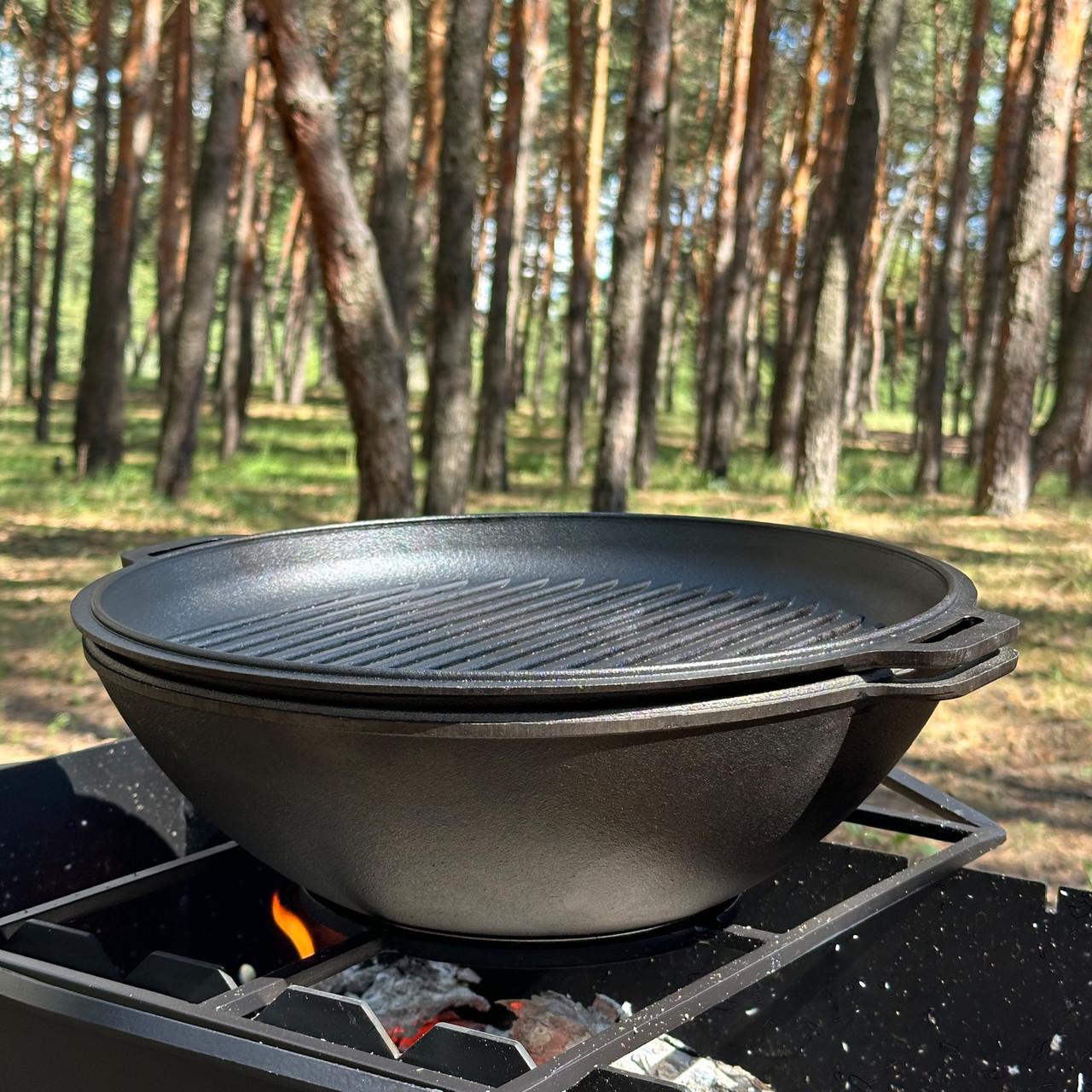 Сковорода WOK-08КС чугунная с крышкой-сковородкой гриль 8л 42х36х18 см (W36-3) - фото 8 Сковорода WOK-08КС чугунная с крышкой-сковородкой гриль 8л 42х36х18 см (W36-3) - фото 8