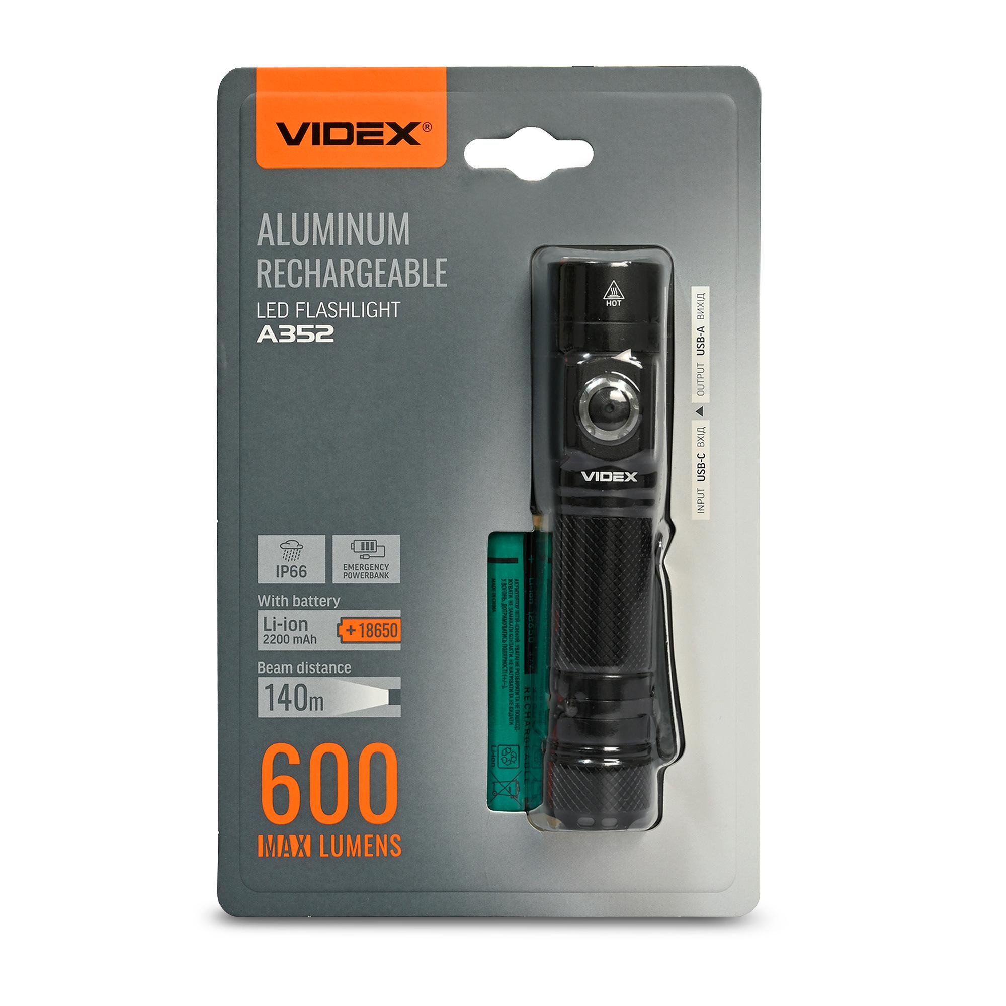 Ліхтар світлодіодний Videx портативний A352 600 Lm 5000K (24638686)