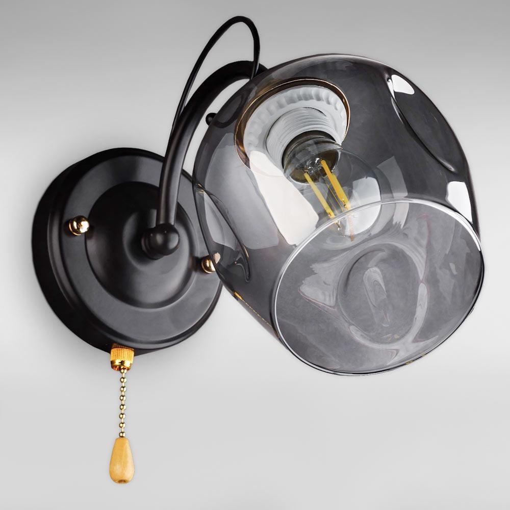 Світильник/бра настінний Light House DL-18660/1 W Чорний/Золотий/Димчастий