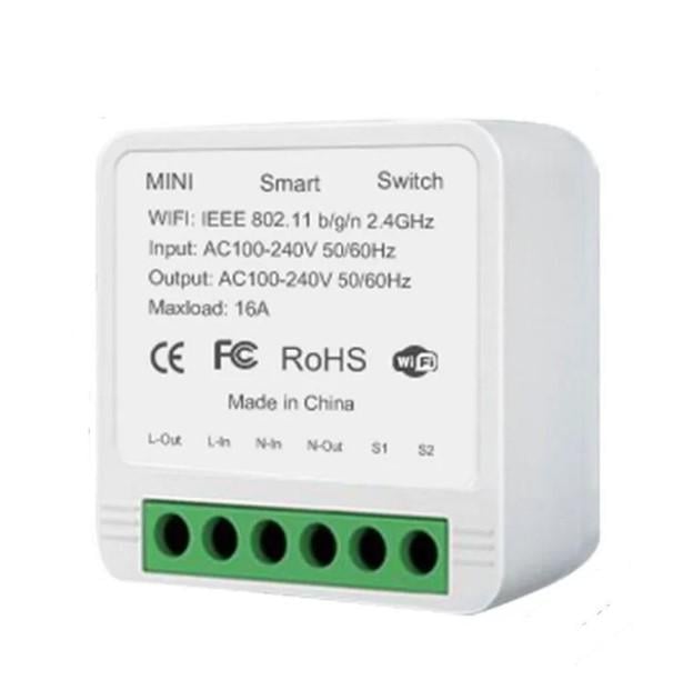 Умное реле Wi-Fi Mini Smart Switch 16A выключатель Белый (2615562403)