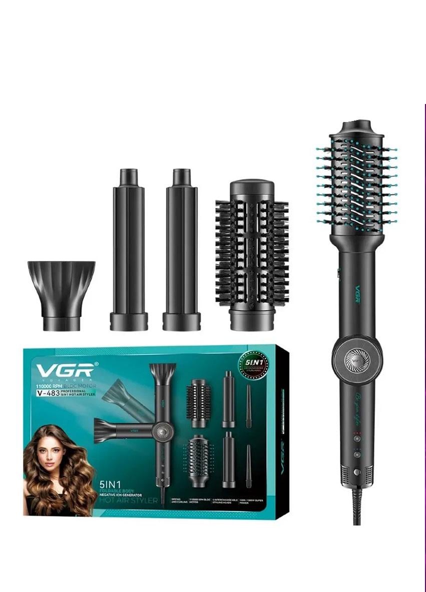 Фен-тайлер VGR-483 5в1 1300 Вт 5 насадок 3 швидкості 4 режими Чорний (236u) Фен-тайлер VGR-483 5в1 1300 Вт 5 насадок 3 швидкості 4 режими Чорний (236u)