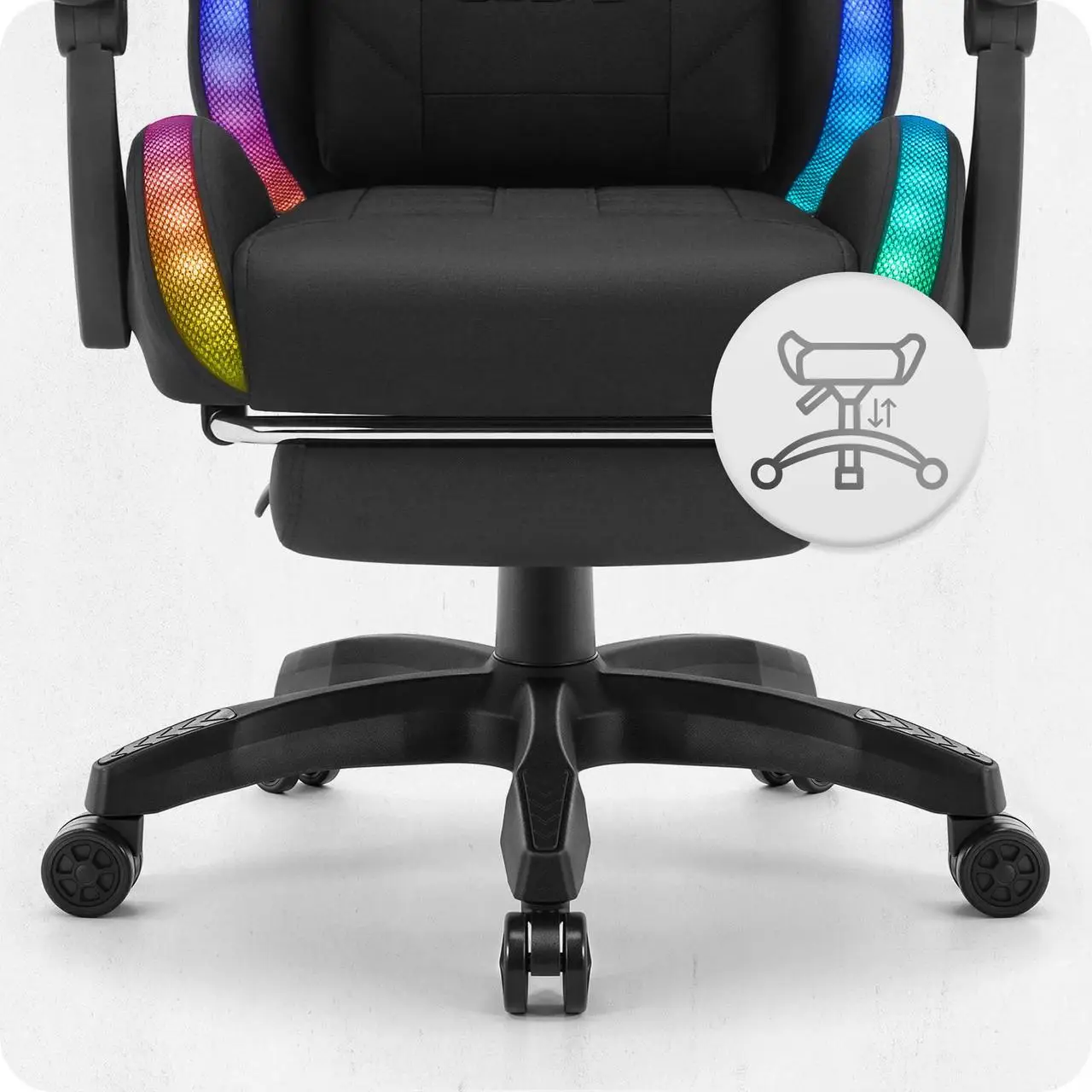 Крісло геймерське з підставкою для ніг Cabro C501 RGB Black тканина до 150 кг (AN-С501BRGB) - фото 10 Крісло геймерське з підставкою для ніг Cabro C501 RGB Black тканина до 150 кг (AN-С501BRGB) - фото 10