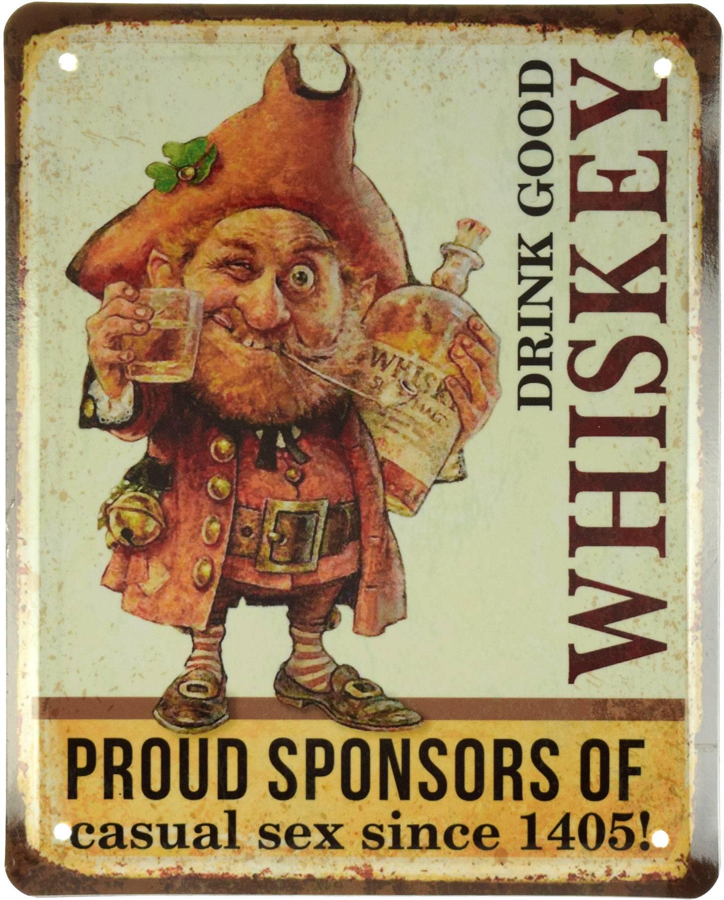 Табличка металлическая Пей Хороший Виски/Drink Good Whiskey 18x22 см