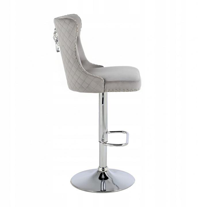 Барний стілець Crystal Velvet оксамит з декоративним левом Світло-сірий/Сріблястий (29732731) - фото 3 Барний стілець Crystal Velvet оксамит з декоративним левом Світло-сірий/Сріблястий (29732731) - фото 3