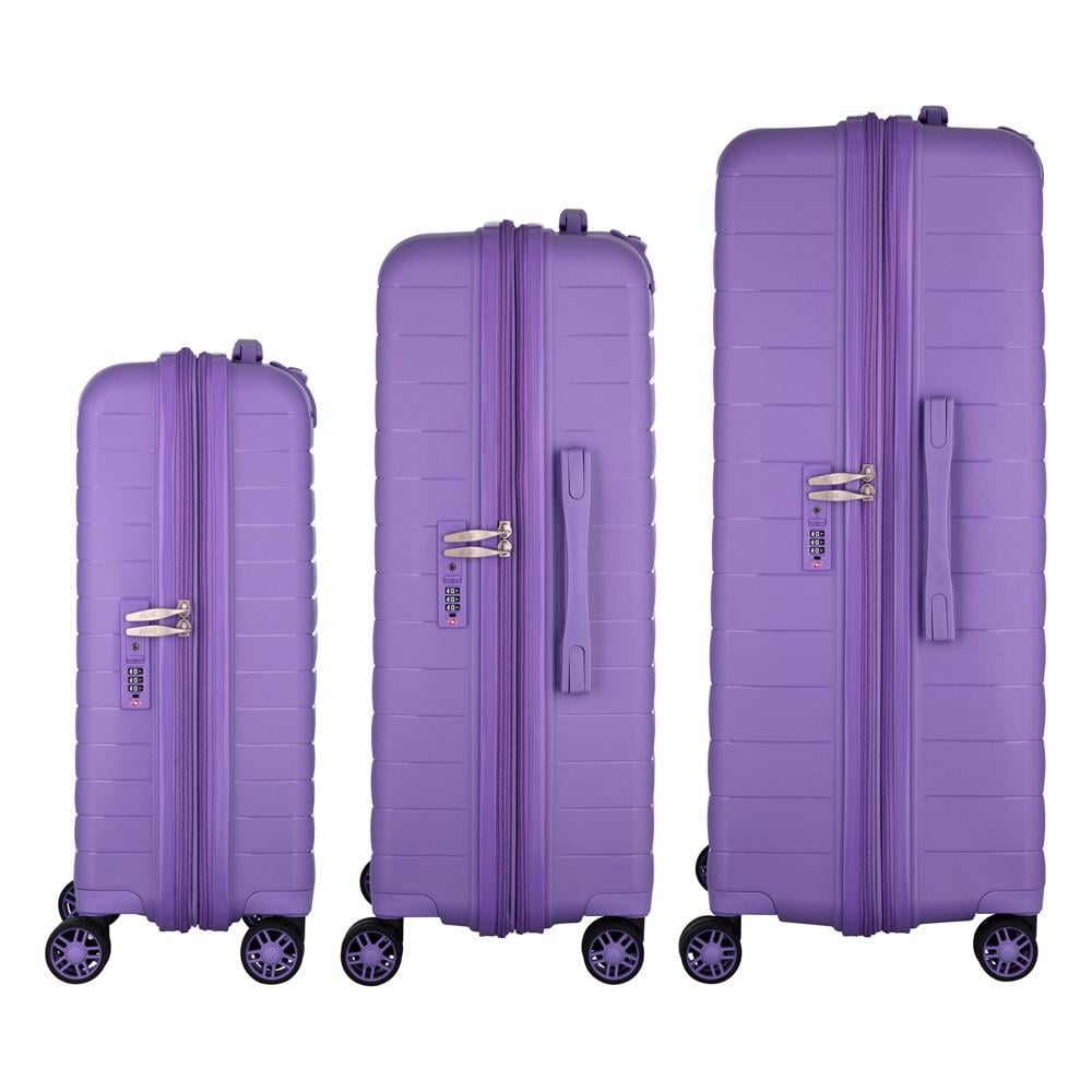 Набор чемоданов дорожных 2E Aero полипропилен замок TSA с 4 колесами S/M/L Лавандовый (2E-SPP-AERO-SET3-LV) - фото 5 Набор чемоданов дорожных 2E Aero полипропилен замок TSA с 4 колесами S/M/L Лавандовый (2E-SPP-AERO-SET3-LV) - фото 5