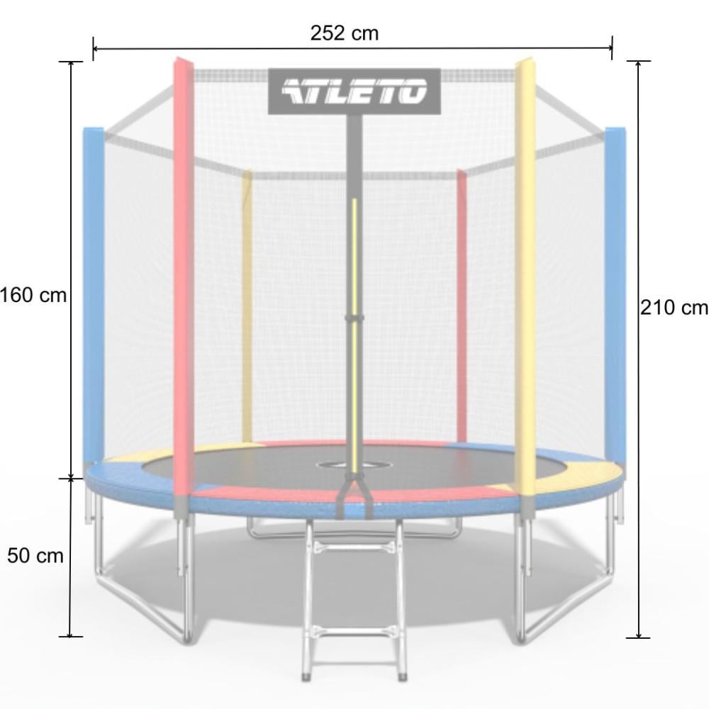 Батут Atleto с сеткой и мячиком 252 см Multicolor (21000131) - фото 6